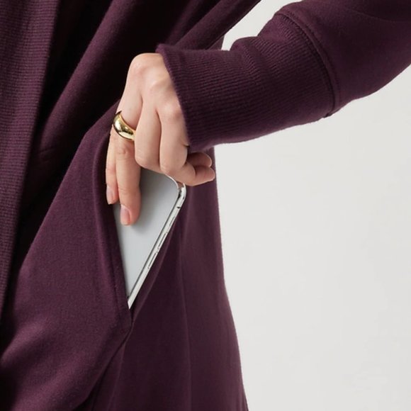 ATHLETA SPICED CABERNET POCKETS NIRVANA PRANAYAMA RESTORE WRAP CARDIGAN - Picture 6 of 6